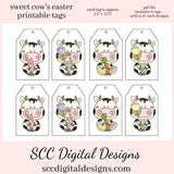 Our printable tags are great to use as gift tags, hostess party gift tag, or kid's holiday school social that you print at home. Each Tag is approximately 2.4" x 3.75" each. Tags are sweet black and white cows celebrating Easter.  Easter Gift Tags for Kids, Print at Home Gift Tag, Black and White Cow, Student Teacher Gift, DIY Easter Cards, Basket Tags, Cute Animal, Easter Treat Tags, Instant Download, Easter Favor Tags, Basket Decor