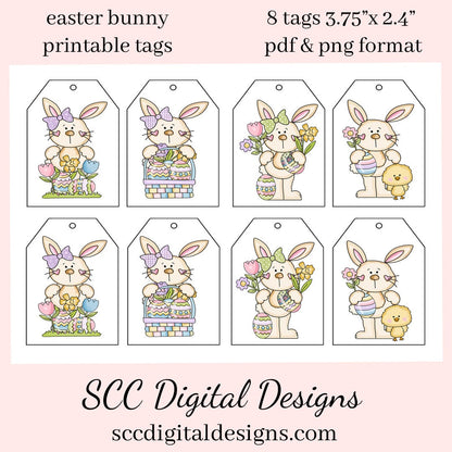 Our printable tags are great to use as gift tags, hostess party gift tag, or kid's holiday school social that you print at home. Each Tag is approximately 2.4" x 3.75" each.   Easter Gift Tags for Kids, Print at Home Gift Tag, Easter Bunny, Colored Eggs, Student Teacher Gift, DIY Easter Cards, Cute Animals, Easter Treat Tags, Instant Download, Easter Favor Tags, Basket Decor