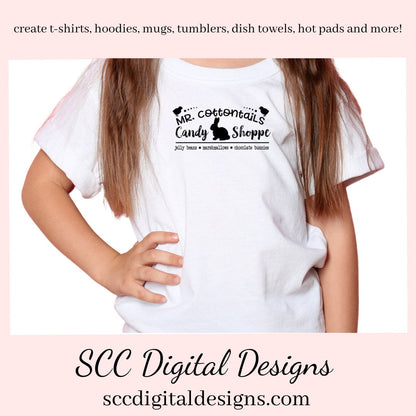 Our Mr Cottontails Candy Shoppe SVG is great for all of your projects this holiday season. Create diy front door signs, or a diy gift for her. Our PNG files are also commercial use art. Our SVGs are great to create home decor, coffee mugs, tumblers, t-shirts, hoodies, kitchen towels, hot pads, and so much more!