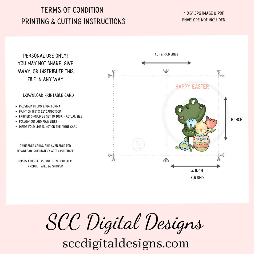 Our printable Easter greeting cards designs are ready for you to download, print, and add your unique message. Our whimsical funny frog has tulips, and a colored egg, is a Printable Easter Card, with Happy Easter. Whimsical Art, Print at Home Cards, DIY Gift Card, Blank Card PDF, DIY Gift for Her, Easter Cards, Easter Printables, Instant Download, Blank Cards Download