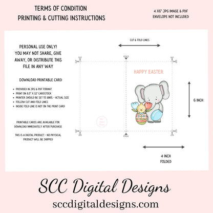 Our printable Easter greeting cards designs are ready for you to download, print, and add your unique message. Our whimsical little elephant has tulips, and a colored egg, is a Printable Easter Card, with Happy Easter. Whimsical Art, Print at Home Cards, DIY Gift Card, Blank Card PDF, DIY Gift for Her, Easter Cards, Easter Printables, Instant Download, Blank Cards Download