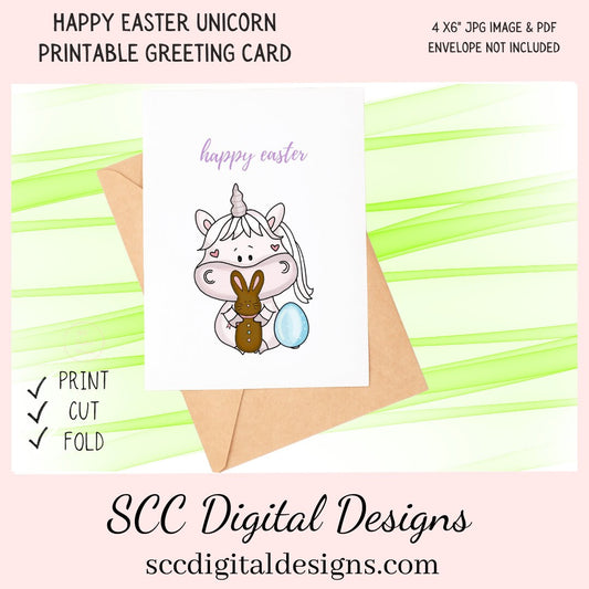 Our printable Easter greeting cards designs are ready for you to download, print, and add your unique message. Our whimsical unicorn has a chocolate bunny and colored eggs, is a Printable Easter Card, with Easter Blessing Bear, Whimsical Art, Print at Home Cards, DIY Gift Card, Blank Card PDF, DIY Gift for Her, Easter Cards, Easter Printables, Instant Download, Blank Cards Download
