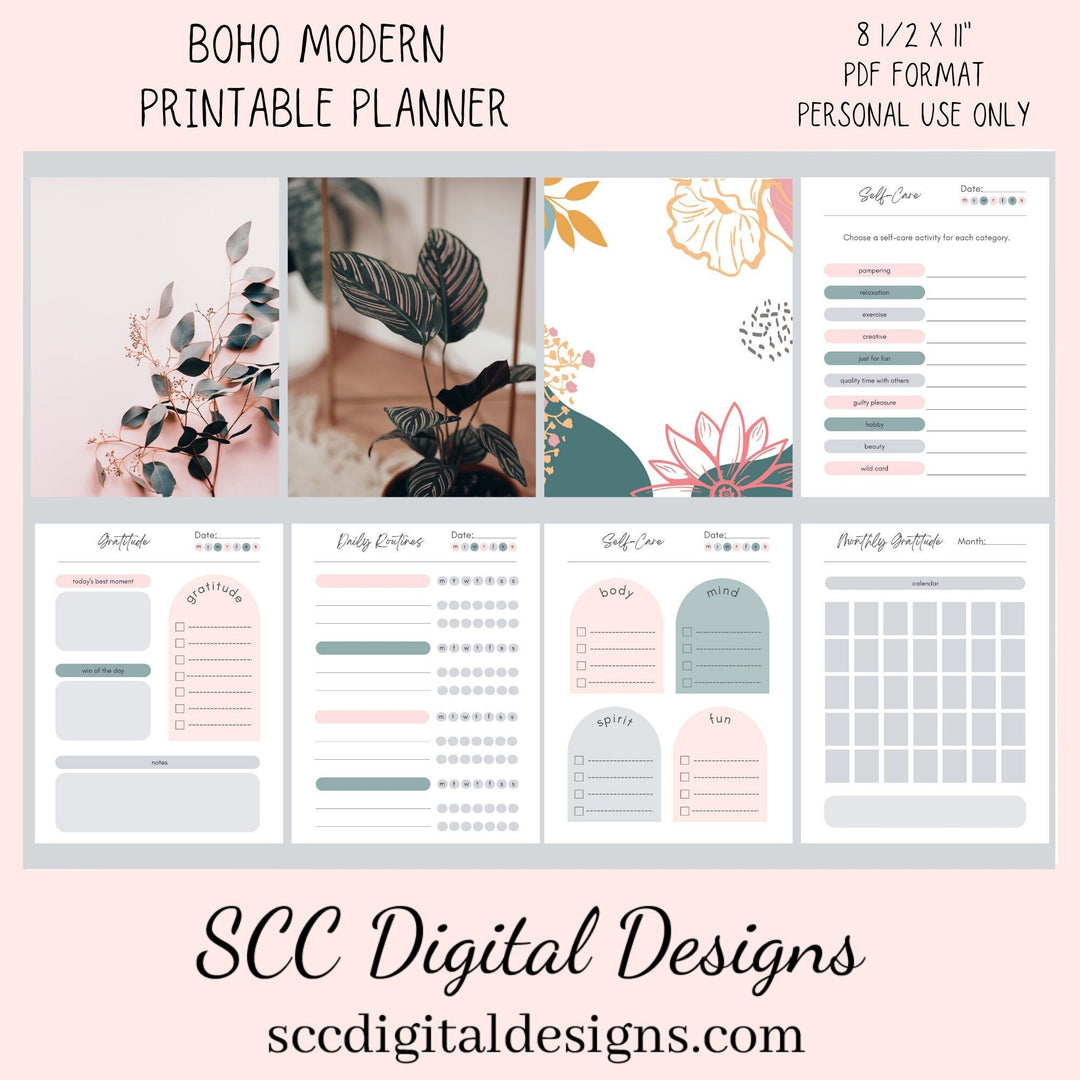 Boho Modern, Printable Calendar, Daily Schedule, Weekly, Monthly, Self – SCC Digital Designs boho-modern-printable-calendar-daily-schedule-weekly-monthly-self-scc-digital-designs