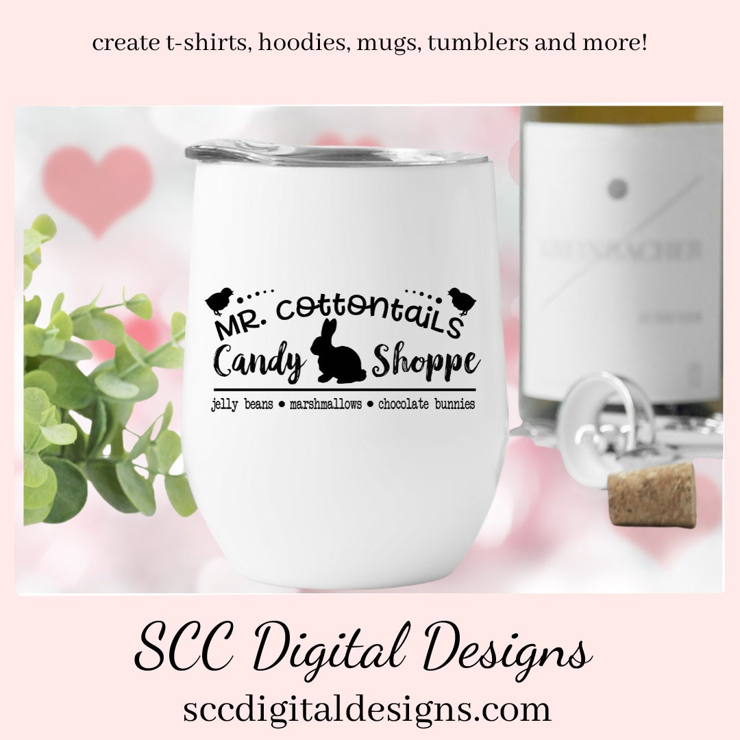 Our Mr Cottontails Candy Shoppe SVG is great for all of your projects this holiday season. Create diy front door signs, or a diy gift for her. Our PNG files are also commercial use art. Our SVGs are great to create home decor, coffee mugs, tumblers, t-shirts, hoodies, kitchen towels, hot pads, and so much more!