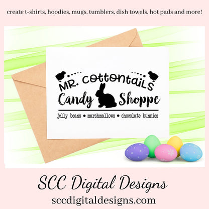 Our Mr Cottontails Candy Shoppe SVG is great for all of your projects this holiday season. Create diy front door signs, or a diy gift for her. Our PNG files are also commercial use art. Our SVGs are great to create home decor, coffee mugs, tumblers, t-shirts, hoodies, kitchen towels, hot pads, and so much more!