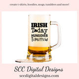 Our Irish Today Hungover Tomorrow SVG is great for all of your projects this holiday season. Create diy front door signs, or a diy gift for her or him. Our PNG files are also commercial use art.