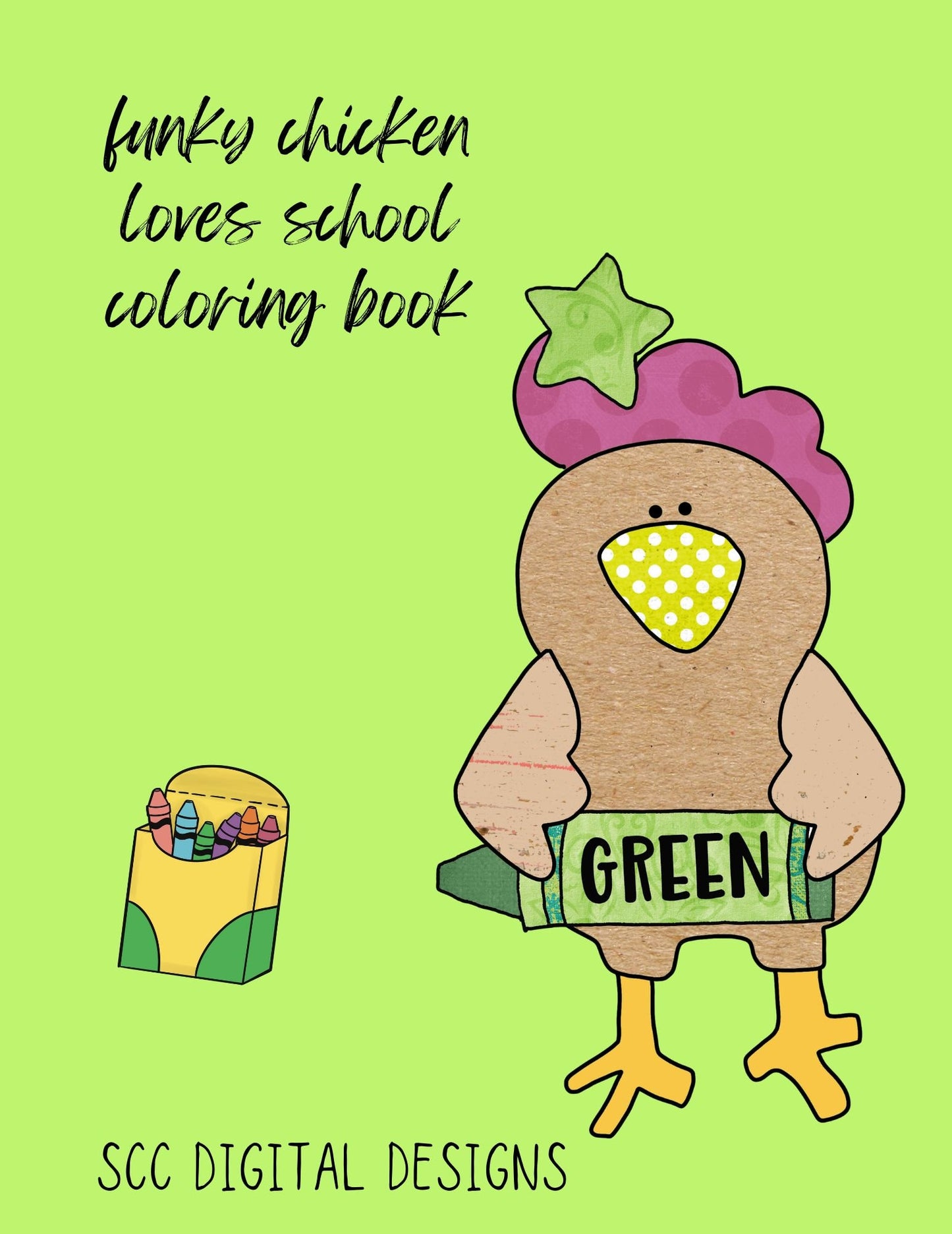 Our funky chickens love school coloring pages are great kids home school activities, have a coloring contest birthday party, or create a colored story book for grandma. These funky chickens are large format images that will appeal to toddlers, preschoolers, and kids of all ages. Our coloring books come to you in a Printable PDF format that you download, and print right at home.