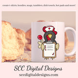 Chicken PNG files for sublimation for mugs, medical clip art designs for shirts for women, farm animal clipart diy gift for mom for stickers