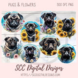 Adorable Pug Clipart for Printable Stickers, Digital Planners & Scrapbooking! Dog PNG Files for Sublimation for Kids Shirts for Tumblers