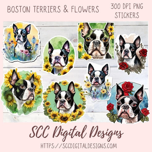 Boston Terrier Digital Stickers for Planners & Scrapbooking, Printable Pre-Cropped Stickers Paper Planner Accessories for the Dog Lover
