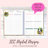 Boston Terrier Digital Stickers for Planners & Scrapbooking, Printable Pre-Cropped Stickers Paper Planner Accessories for the Dog Lover