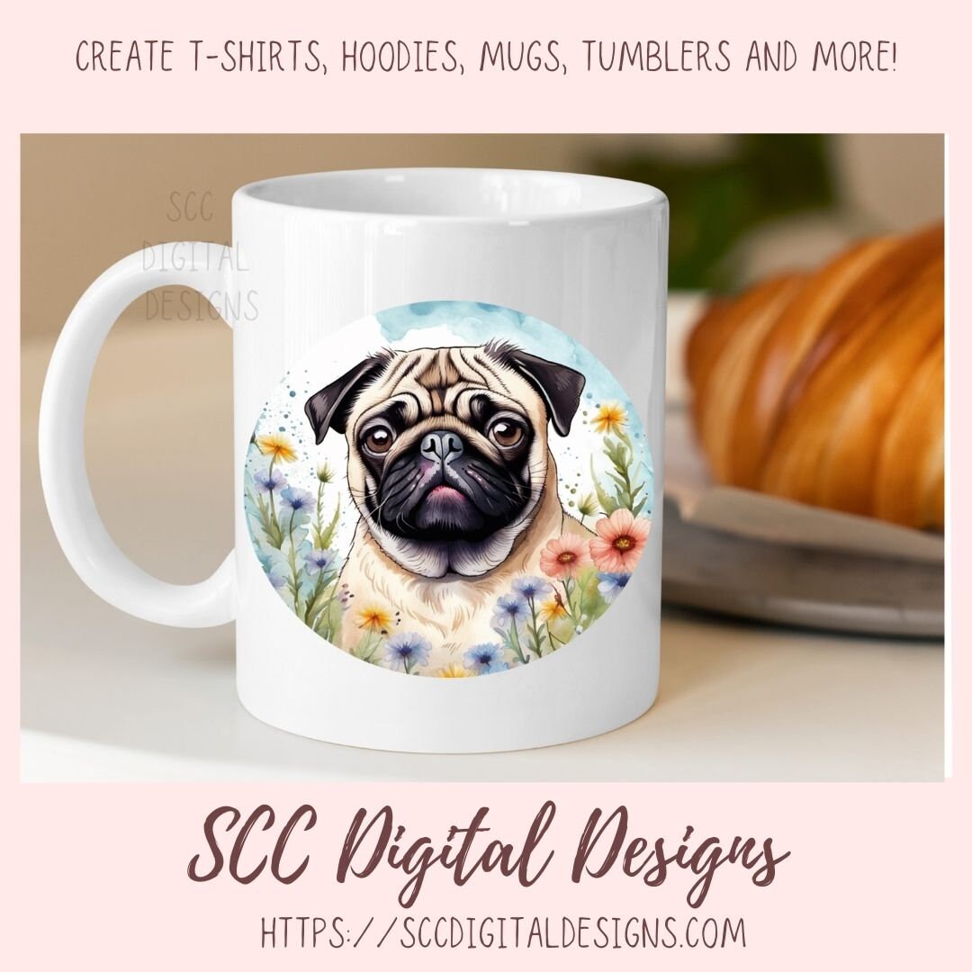 Pugs & Kisses Stickers for Digital Planners and Scrapbooking, Printable Pre-Cropped Stickers Paper Planner Accessories for the Dog Lover