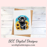 Adorable Pug Clipart for Printable Stickers, Digital Planners & Scrapbooking! Dog PNG Files for Sublimation for Kids Shirts for Tumblers