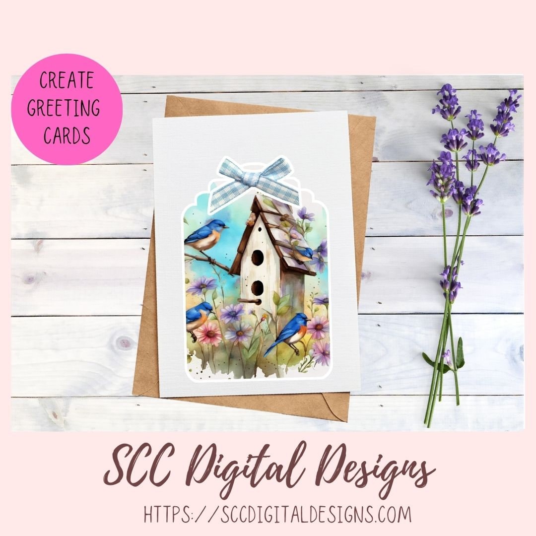 Floral Clipart Printable Stickers for Book, Birdhouse PNG Files for Sublimation for Tumblers, Digital Planners & Scrapbooking For Women