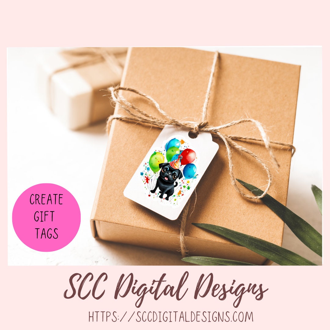 Pug Birthday Digital Stickers for Planners & Scrapbooking, Printable Stickers Paper Planner Accessories for Women, For Kids DIY Gift for Her
