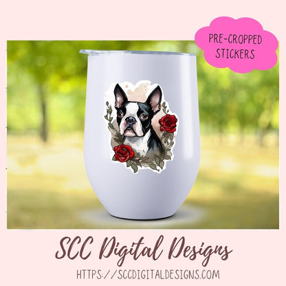 Boston Terrier Digital Stickers for Planners & Scrapbooking, Printable Pre-Cropped Stickers Paper Planner Accessories for the Dog Lover
