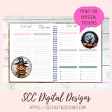 Spooky & Witchy Pumpkins Clipart Stickers for Digital & Paper Planners, Pre-Cropped Scrapbooking Embellishments, Halloween Fall PNG Accessories