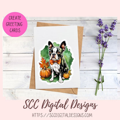 Boston Terrier Stickers for Digital & Paper Planners, Cute Dog Decal Printable Pre-Cropped Clipart, Animal Drawings for Junk Journaling