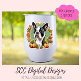 Boston Terrier Stickers for Digital & Paper Planners, Cute Dog Decal Printable Pre-Cropped Clipart, Animal Drawings for Junk Journaling