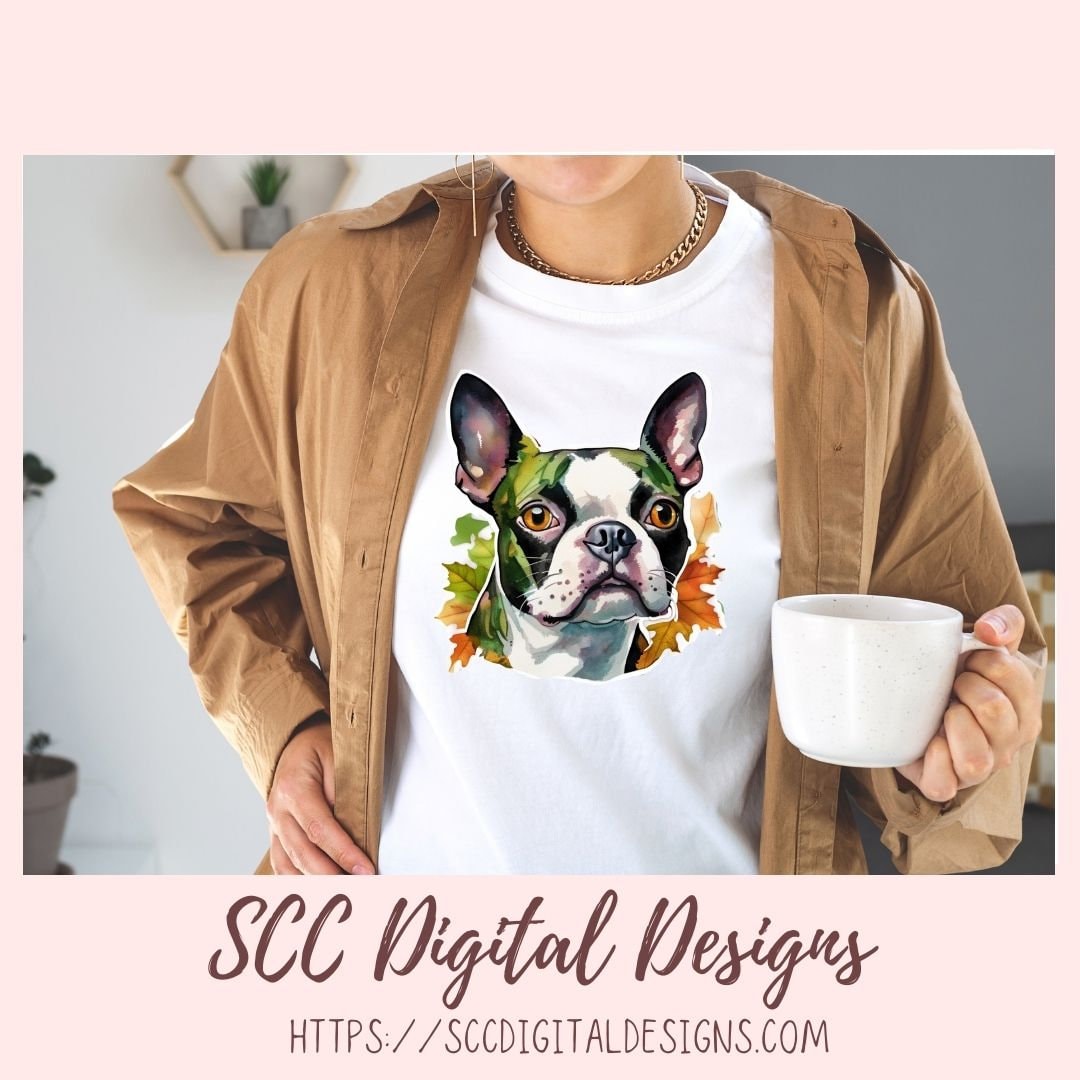 Boston Terrier Stickers for Digital & Paper Planners, Cute Dog Decal Printable Pre-Cropped Clipart, Animal Drawings for Junk Journaling