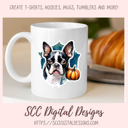 Boston Terrier Stickers for Digital & Paper Planners, Cute Dog Decal Printable Pre-Cropped Clipart, Animal Drawings for Junk Journaling