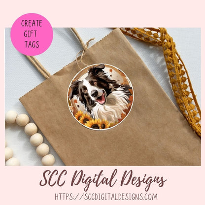 Fall Harvest Clipart Border Collie PNG Stickers for Digital or Paper Planners, Dog Lover Gift for Her Commercial Use Pre-Cropped Printable