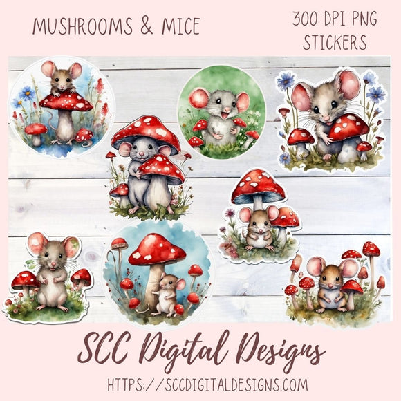 Mice Stickers for Digital Planners & Scrapbooking, Printable Pre-Cropped Planner Accessories,  Diy Gift for Women for Kids Sticker Books