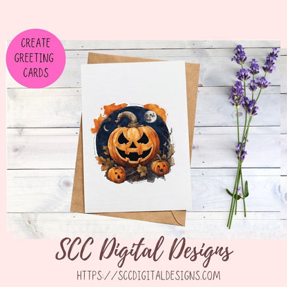 Spooky & Witchy Pumpkins Clipart Stickers for Digital & Paper Planners, Pre-Cropped Scrapbooking Embellishments, Halloween Fall PNG Accessories