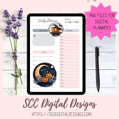 Spooky & Witchy Pumpkins Clipart Stickers for Digital & Paper Planners, Pre-Cropped Scrapbooking Embellishments, Halloween Fall PNG Accessories