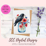 Crows and Blue Jars PNG Stickers for Digital & Paper Planners, Printable Pre-Cropped Clipart for Scrapbooking for Paper Planner Accessories