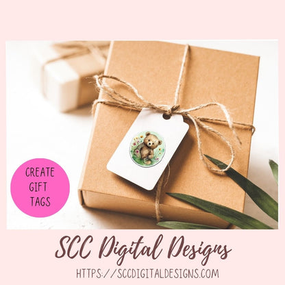 Whimsical Bear PNG Stickers for Digital or Paper Planners, Commercial Use Pre-Cropped Printable Wildlife Clipart Digital Scrapbooking