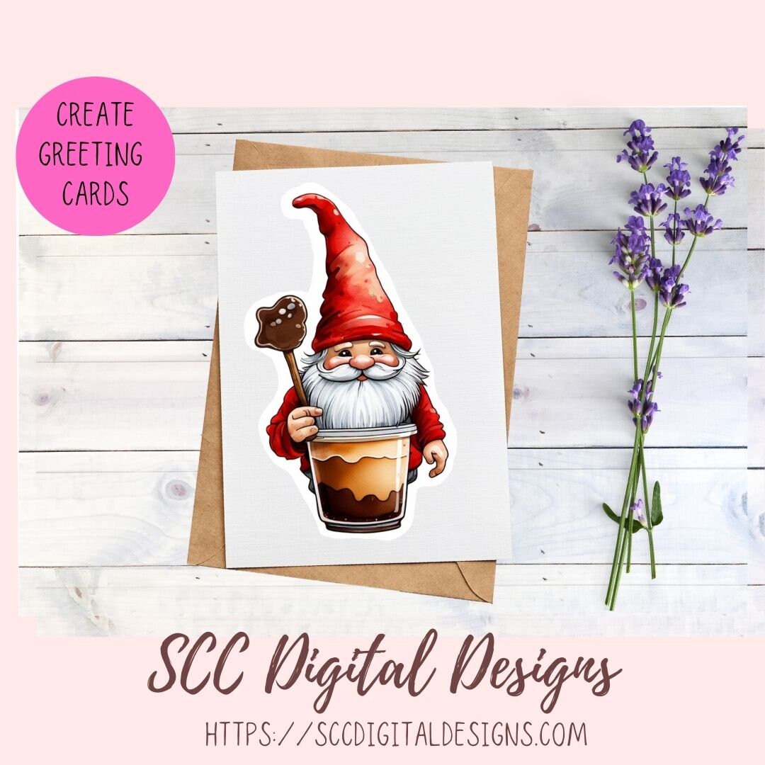 Coffee Gnome Stickers for Digital or Paper Planners, DIY Gift for Her Commercial Use Pre-Cropped Printable for Scrapbooking Journals Kids