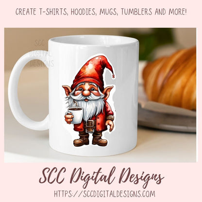 Coffee Gnome Stickers for Digital or Paper Planners, DIY Gift for Her Commercial Use Pre-Cropped Printable for Scrapbooking Journals Kids