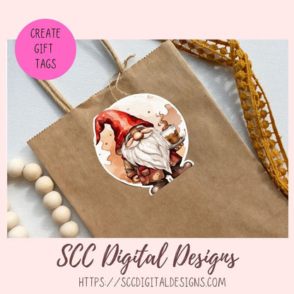 Coffee Gnome Stickers for Digital or Paper Planners, DIY Gift for Her Commercial Use Pre-Cropped Printable for Scrapbooking Journals Kids