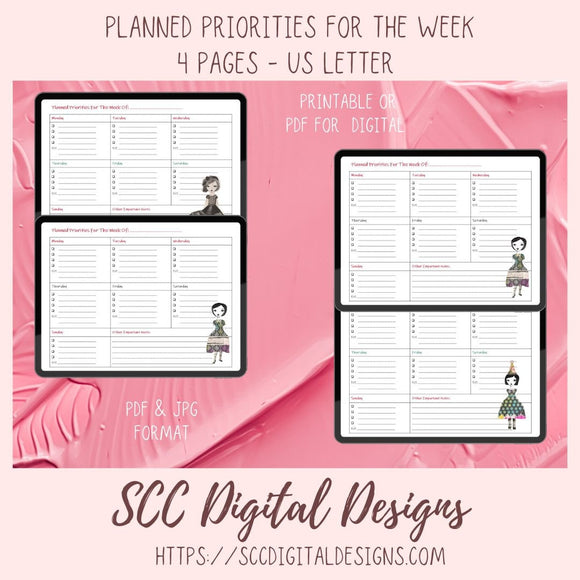 Lined Style Weekly Planner Template Template - Printable PDF
