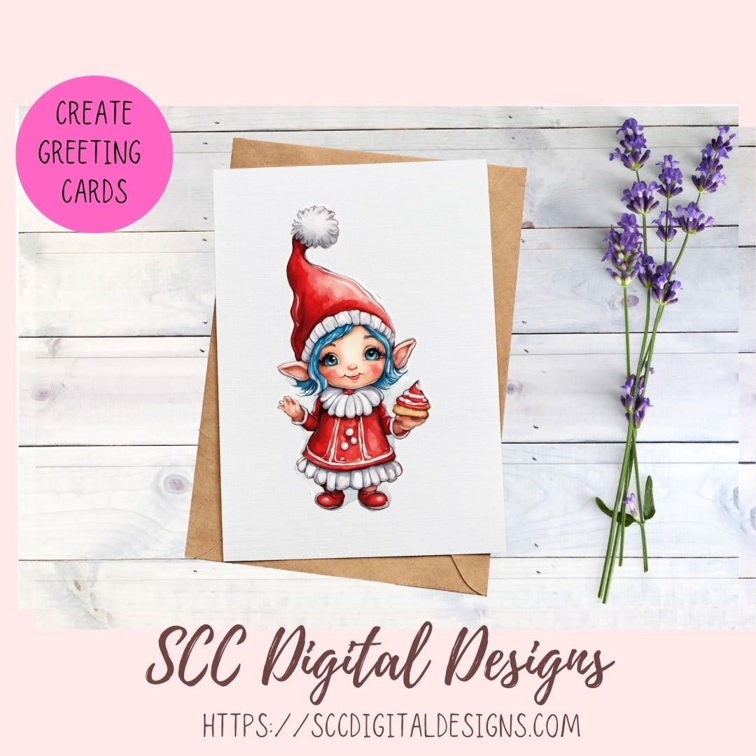 Christmas Cookies Whimsical Elves Clipart for Digital or Paper Planners, Commercial Use Pre-Cropped Printable Stickers, DIY Gift for Women,
