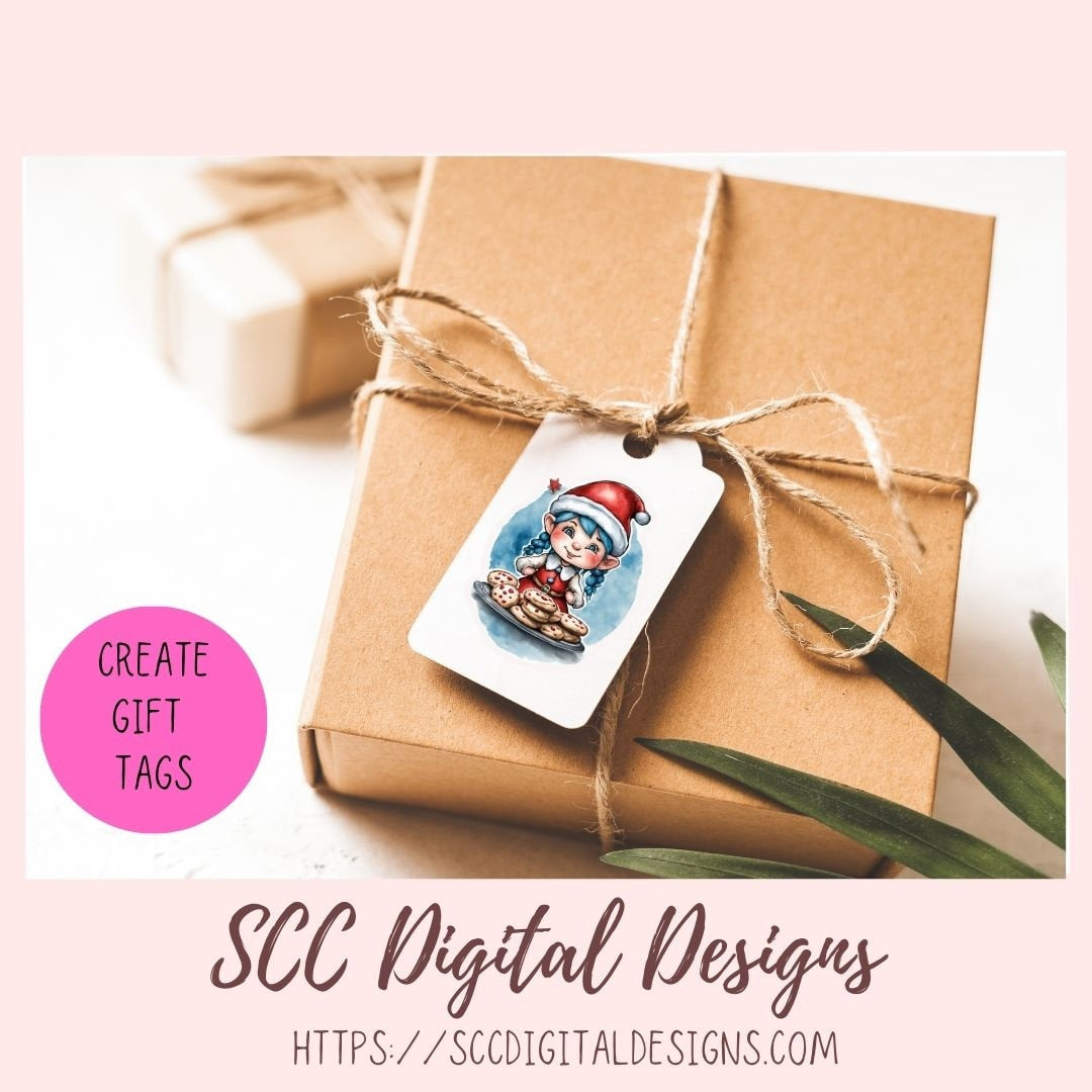 Christmas Cookies Whimsical Elves Clipart for Digital or Paper Planners, Commercial Use Pre-Cropped Printable Stickers, DIY Gift for Women,