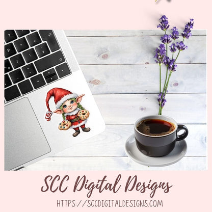 Christmas Cookies Whimsical Elves Clipart for Digital or Paper Planners, Commercial Use Pre-Cropped Printable Stickers, DIY Gift for Women,