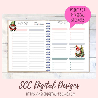 Cute Gnome Sticker for Digital or Paper Planners, Commercial Use Pre-Cropped Clipart Printable Stickers, DIY Gift for Women