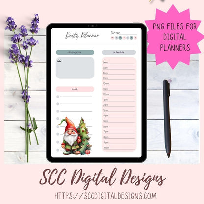 Cute Gnome Sticker for Digital or Paper Planners, Commercial Use Pre-Cropped Clipart Printable Stickers, DIY Gift for Women