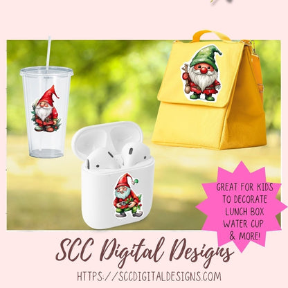 Cute Gnome Sticker for Digital or Paper Planners, Commercial Use Pre-Cropped Clipart Printable Stickers, DIY Gift for Women