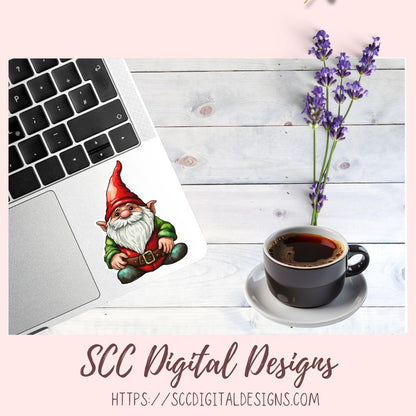 Cute Gnome Sticker for Digital or Paper Planners, Commercial Use Pre-Cropped Clipart Printable Stickers, DIY Gift for Women
