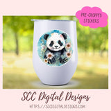 Cute Panda Bear Stickers for Digital or Paper Planners, Commercial Use Pre-Cropped Clipart Printable Stickers for Kids & Women