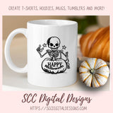 Happy Halloween Skelton PNG for Halloween T-Shirts for Women, Fall Crafting Spooky Vibes Sublimation Designs for Kids for Party Invites