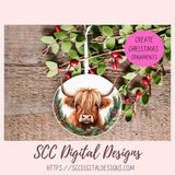 Christmas Highland Cows Stickers for Digital or Paper Planners, Digital Scrapbooking, Christmas Art for Crafts & Decor, Digital Scrapbooking, Pre-Cropped Clipart Printable Stickers  & Junk Journals