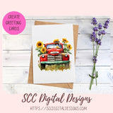 Red Truck and Sunflowers Stickers, Add a Touch of Charm to Your Planners, Planning Obsessed Embellishments, Vintage Art for Crafts & Decor