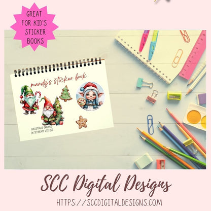 Christmas Cookies Whimsical Elves Clipart for Digital or Paper Planners, Commercial Use Pre-Cropped Printable Stickers, DIY Gift for Women,