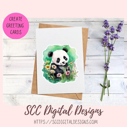 Cute Panda Bear Stickers for Digital or Paper Planners, Commercial Use Pre-Cropped Clipart Printable Stickers for Kids & Women