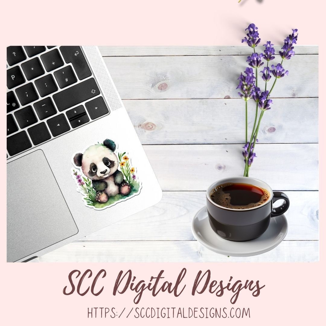 Cute Panda Bear Stickers for Digital or Paper Planners, Commercial Use Pre-Cropped Clipart Printable Stickers for Kids & Women