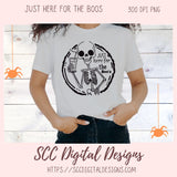 Just Here for the Boo's PNG for Halloween T-Shirts for Women, Fall Crafting Humorous Skeleton Spooky Vibes Designs for Party Invites